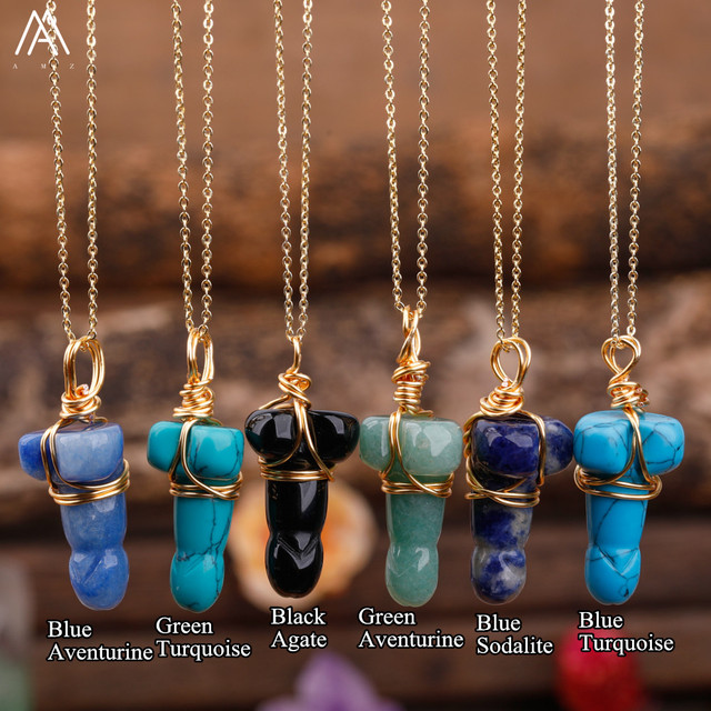Men Healing Crystal Necklace  Fashion Pendant Penis Jewelry